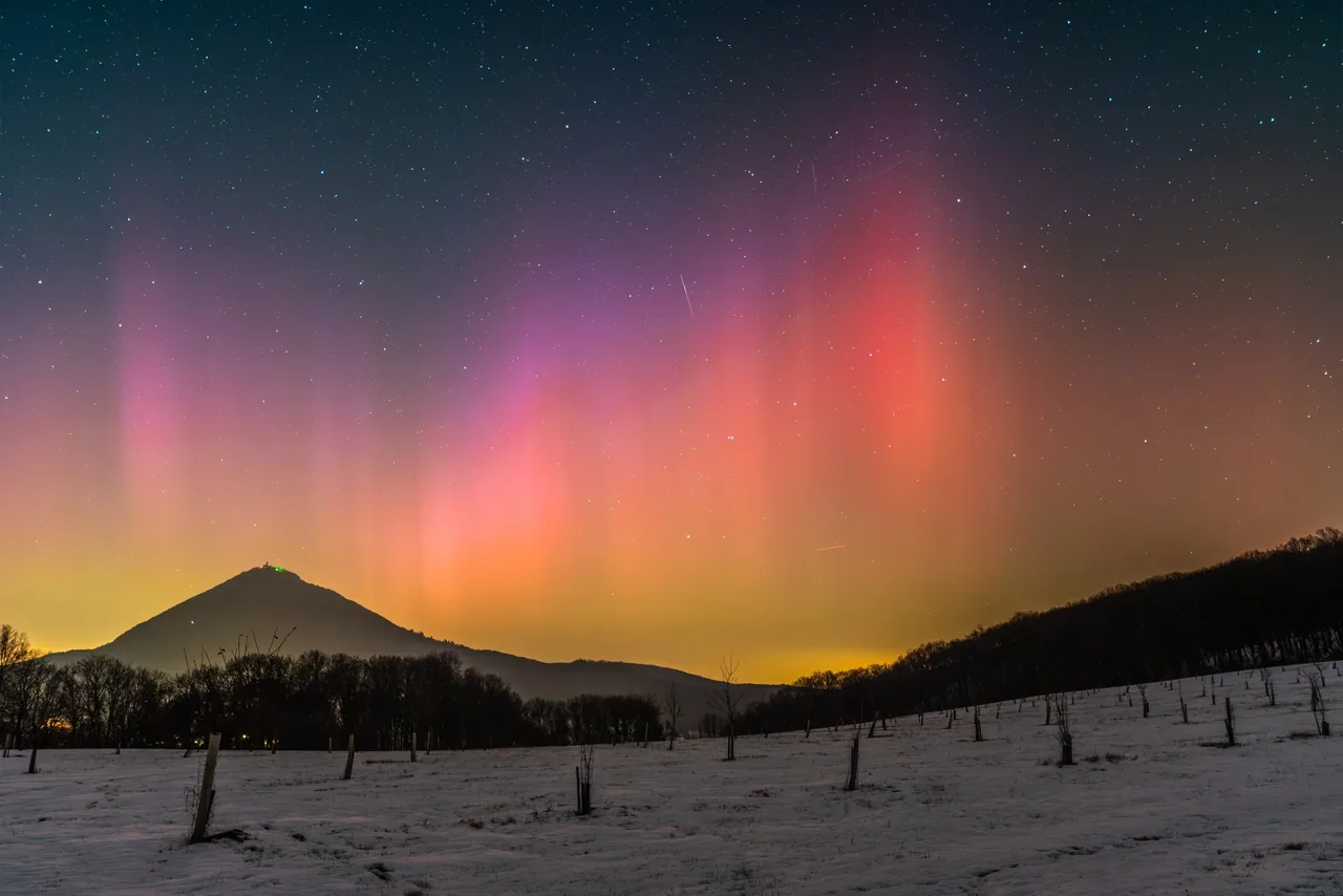 The Northern Lights over Milešovka